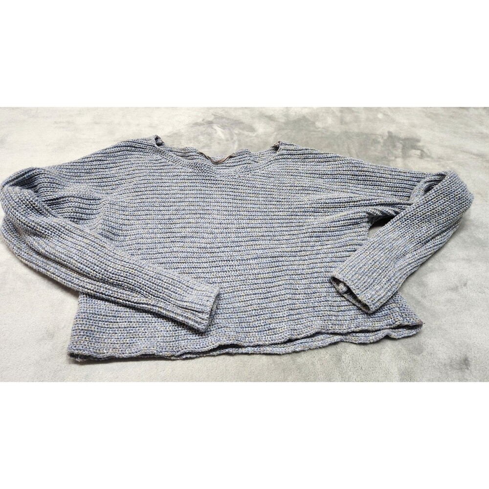ATHLETA Womens Small Blue Knit Crewneck Cashmere Blend Pullover Sweater